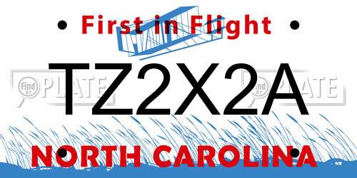 TZ2X2A North Carolina License Plate