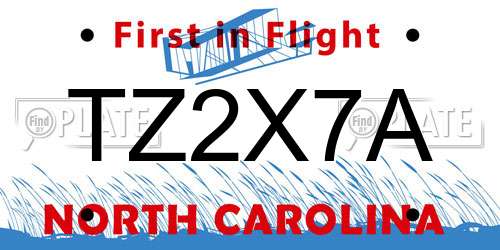 TZ2X7A North Carolina License Plate