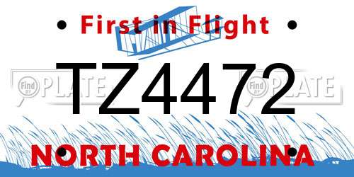 TZ4472 North Carolina License Plate