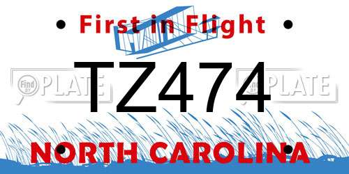 TZ474 North Carolina License Plate