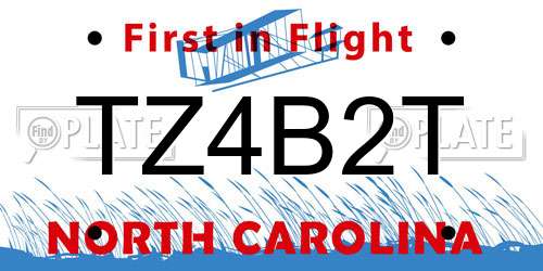 TZ4B2T North Carolina License Plate