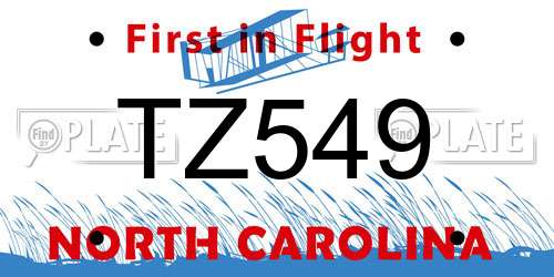 TZ549 North Carolina License Plate