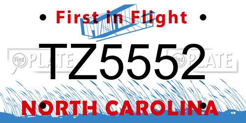 TZ5552 North Carolina License Plate