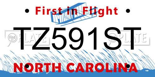 TZ591ST North Carolina License Plate