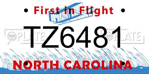 TZ6481 North Carolina License Plate