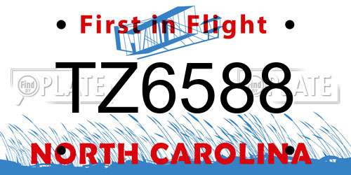 TZ6588 North Carolina License Plate