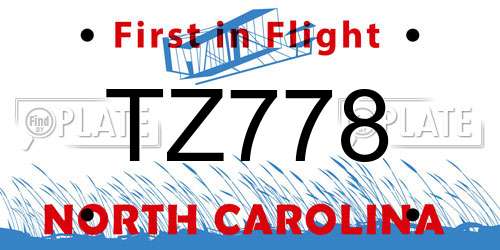 TZ778 North Carolina License Plate