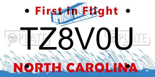 TZ8V0U North Carolina License Plate