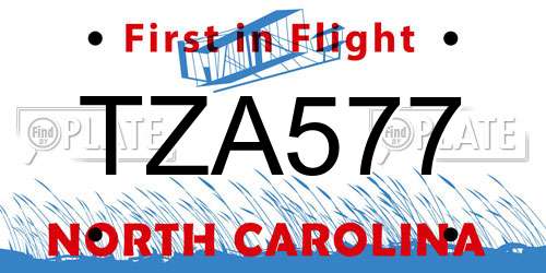 TZA577 North Carolina License Plate