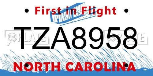 TZA8958 North Carolina License Plate