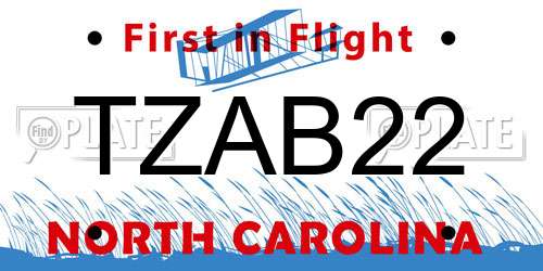 TZAB22 North Carolina License Plate