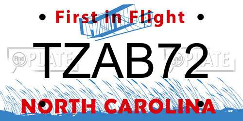 TZAB72 North Carolina License Plate