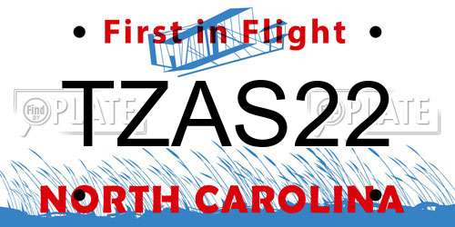 TZAS22 North Carolina License Plate