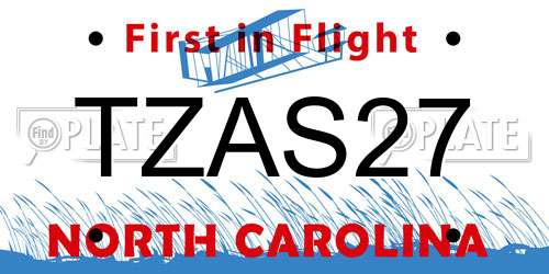 TZAS27 North Carolina License Plate