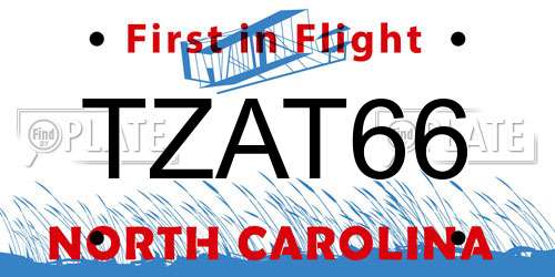 TZAT66 North Carolina License Plate
