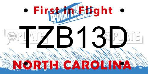 TZB13D North Carolina License Plate