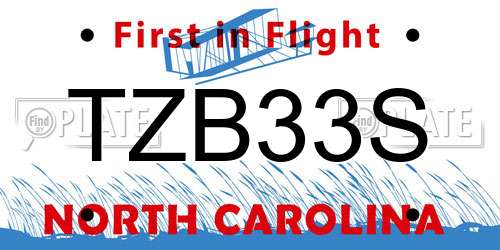 TZB33S North Carolina License Plate