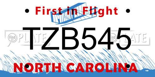 TZB545 North Carolina License Plate