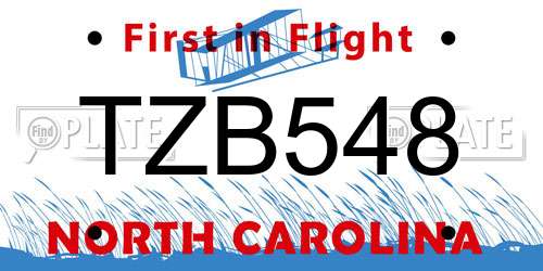 TZB548 North Carolina License Plate