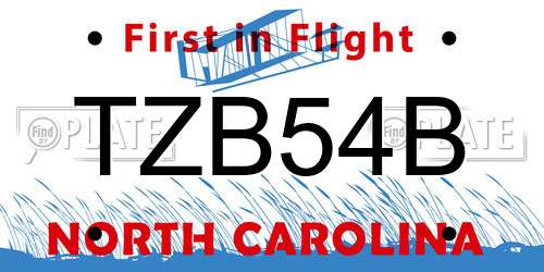 TZB54B North Carolina License Plate