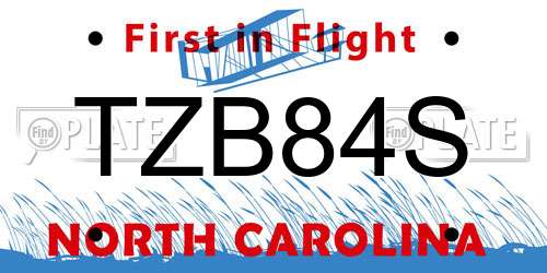 TZB84S North Carolina License Plate