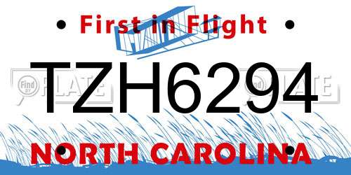 TZH6294 North Carolina License Plate