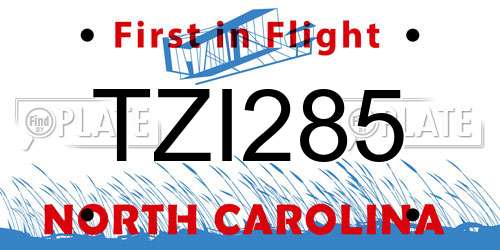 TZI285 North Carolina License Plate