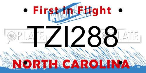 TZI288 North Carolina License Plate