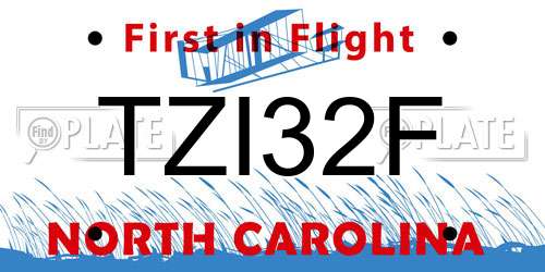 TZI32F North Carolina License Plate