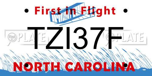 TZI37F North Carolina License Plate