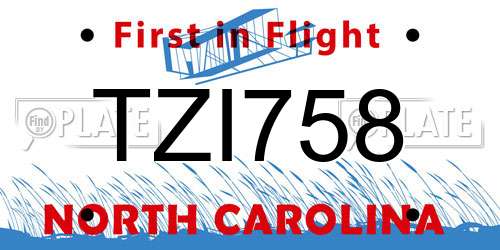 TZI758 North Carolina License Plate
