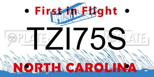 TZI75S North Carolina License Plate