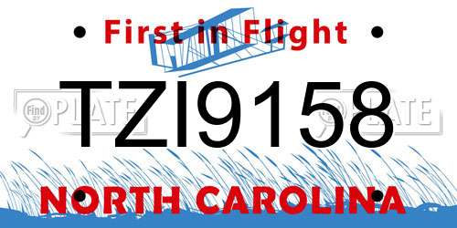 TZI9158 North Carolina License Plate