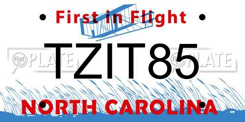 TZIT85 North Carolina License Plate