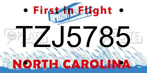 TZJ5785 North Carolina License Plate