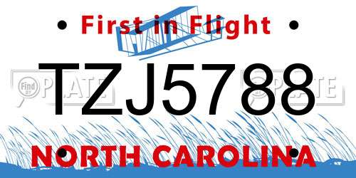 TZJ5788 North Carolina License Plate