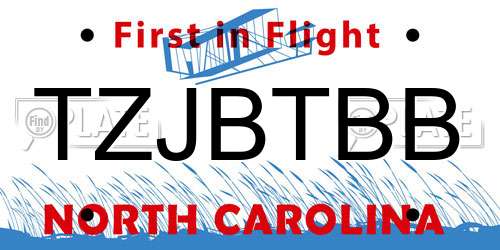 TZJBTBB North Carolina License Plate