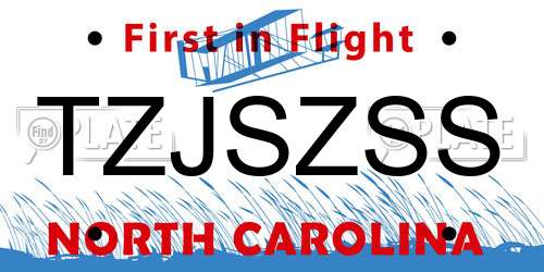 TZJSZSS North Carolina License Plate