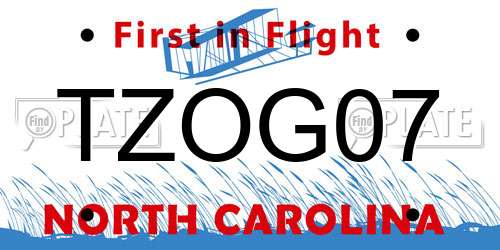 TZOG07 North Carolina License Plate