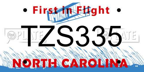TZS335 North Carolina License Plate