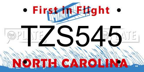 TZS545 North Carolina License Plate