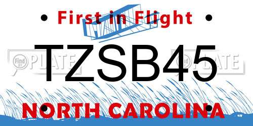 TZSB45 North Carolina License Plate