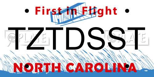 TZTDSST North Carolina License Plate