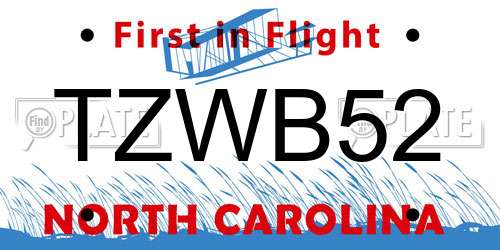 TZWB52 North Carolina License Plate