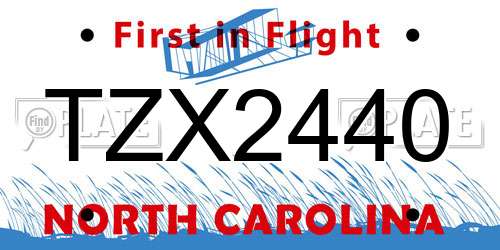 TZX2440 North Carolina License Plate