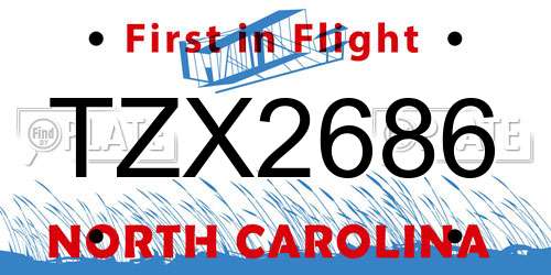 TZX2686 North Carolina License Plate