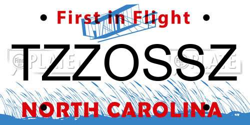 TZZOSSZ North Carolina License Plate