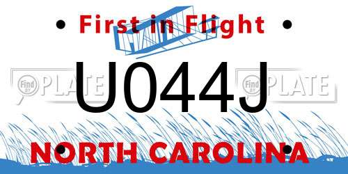 U044J North Carolina License Plate