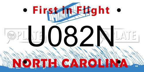 U082N North Carolina License Plate