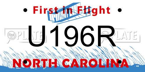 U196R North Carolina License Plate